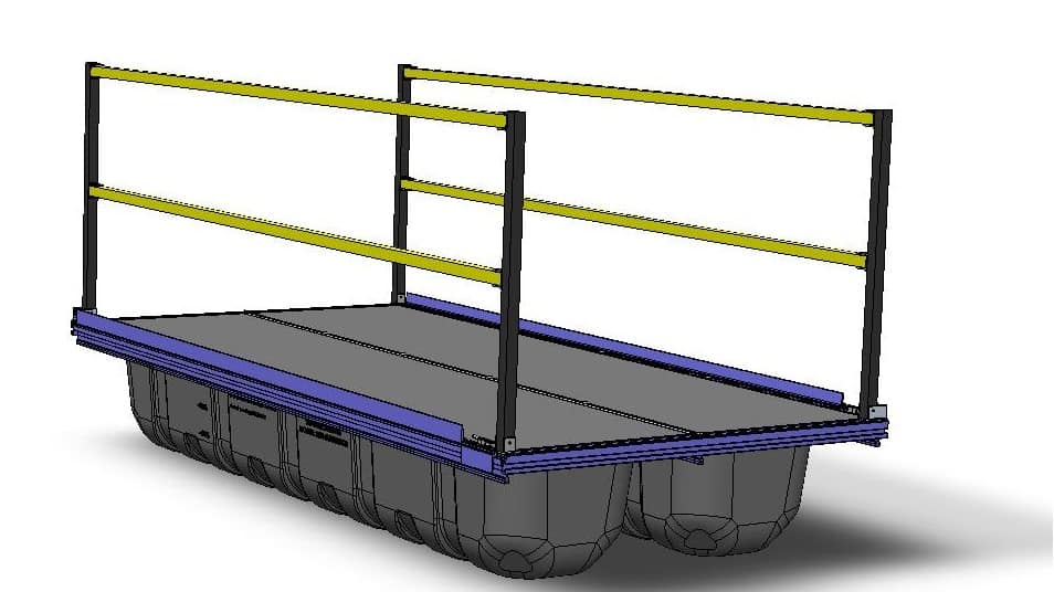 Render of the Xrosswater standard design walkway section with handrails