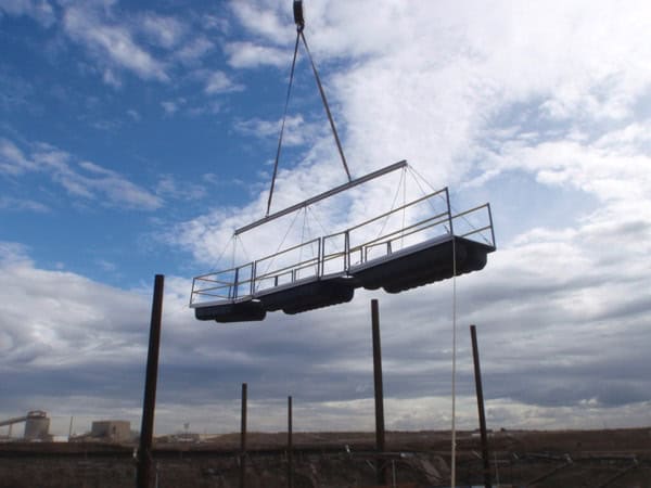 Walkway section being craned into the research paddock in Alberta